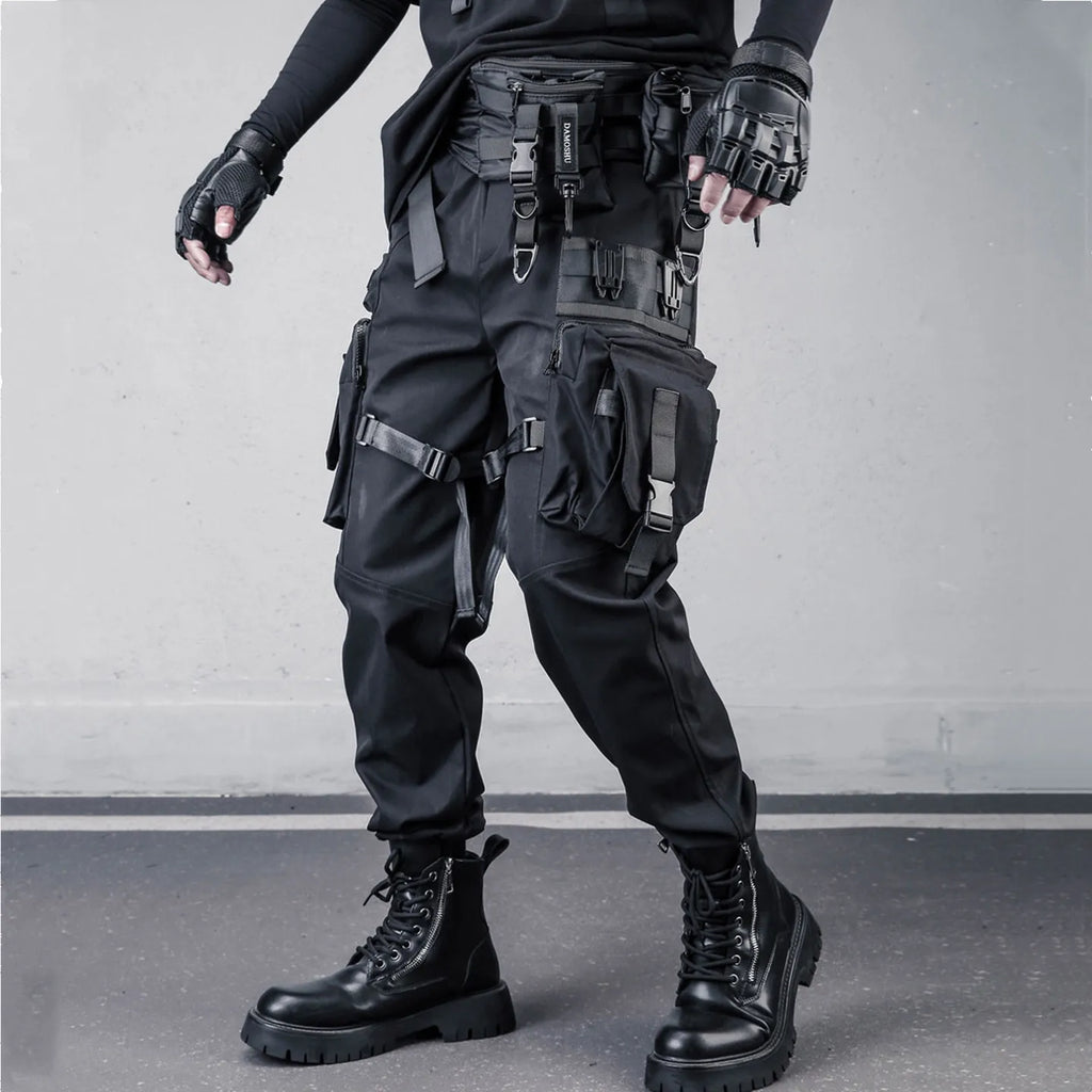 2026 Outdoor Tactical Punk Cargo Pants Multi-pockets Paratrooper Techwear Pants Man High Street Hip Hop Trousers