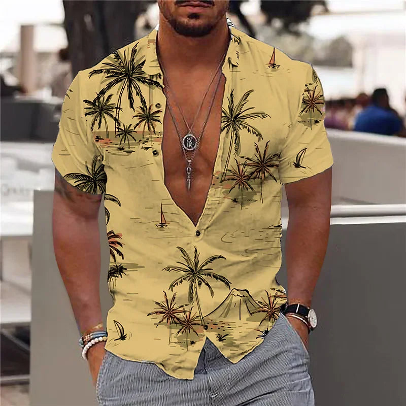 Summer Coconut Shirt 3d Printed Men's Hawaiian Shirt Beach Short Sleeve Fashion Casual Holiday Top T-shirt Men's Shirt Camisa