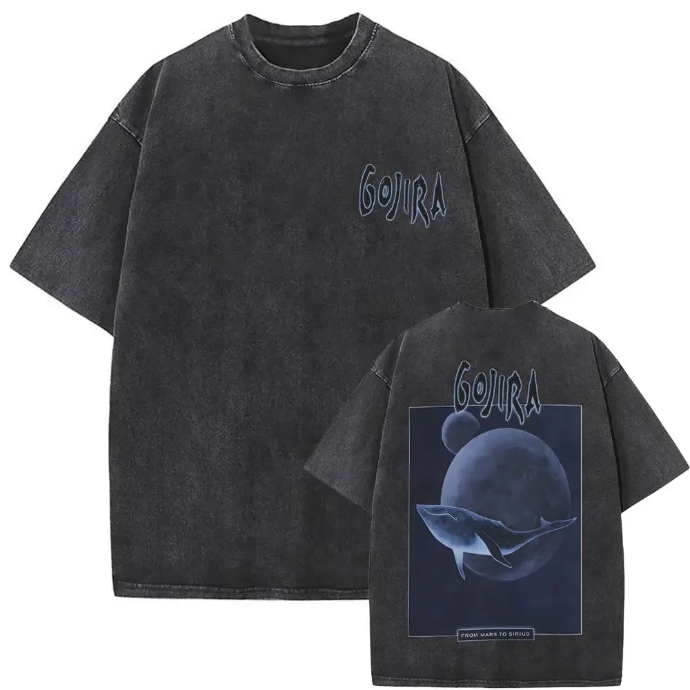 Washed Vintage Metal Rock Band Gojira The Flesh Alive T-shirt Men Women Fashion Oversized T Shirts Men's Casual Cotton T-shirts