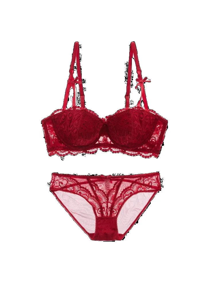 MOYISU French Victoria's Thin Cup Bralette Small Bust Adjustable Push Up | Breathable Bra | All Seasons Sensua & Lingerie Set AB