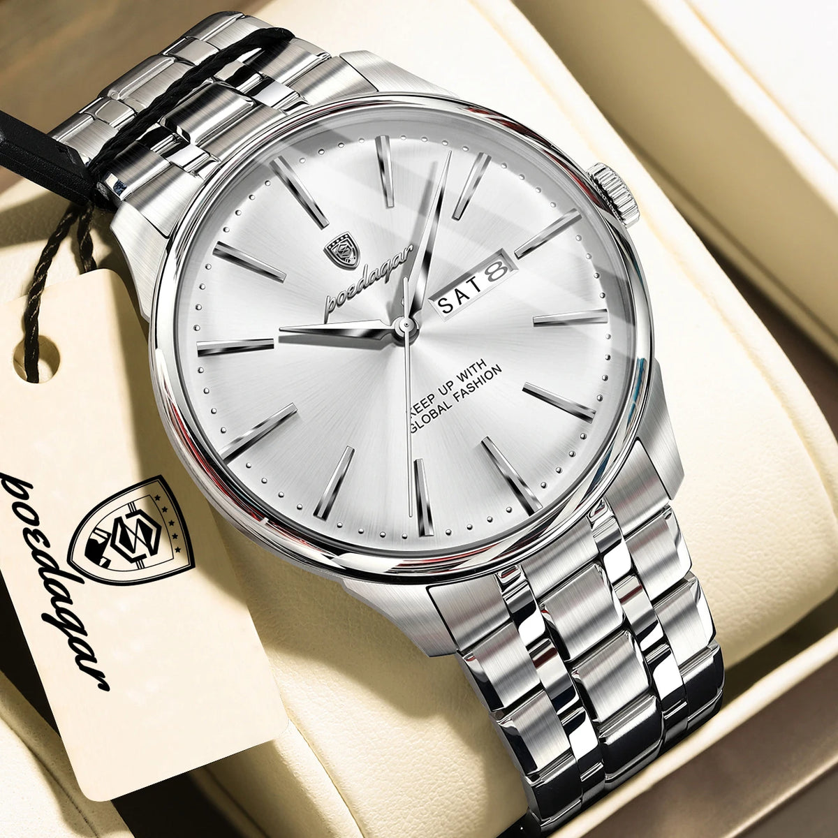 POEDAGAR Sports Luxury Watch For Man Waterproof Date Week Stainless Steel Men Watch Casual Quartz Men's Watches Male Clock Reloj
