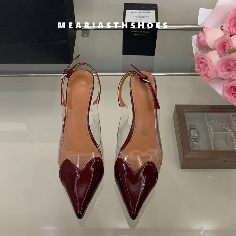 2025 New Summer Women's High-heeled Sandals Transparent High-heeled Slippers Stiletto Pointed Toe Slip-on High-heeled Sandals