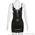 Gothic Women Sexy PU Leather Strap Sleeveless Lace-Up Corset Style Party Cosplay Costume Backless Skinny Music Festival Outfit