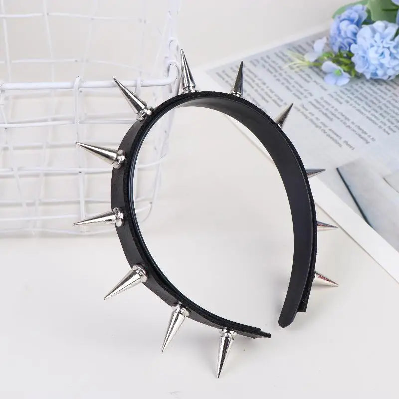 Gothic Punk Headband for Girls Decorative Rivets Lace Fancy Halloween Cosplay Accessories Women Gift Ideas