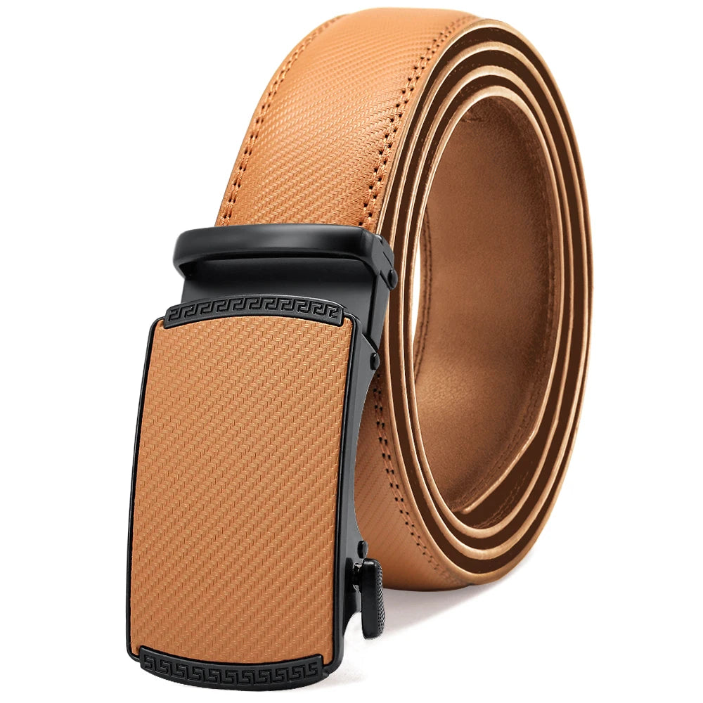 DOOPAI Mens Leather Belt  Automatic Genuine Leather Belts Leisure Fashion Ratchet Belts for Men Pants Waistband Ремень