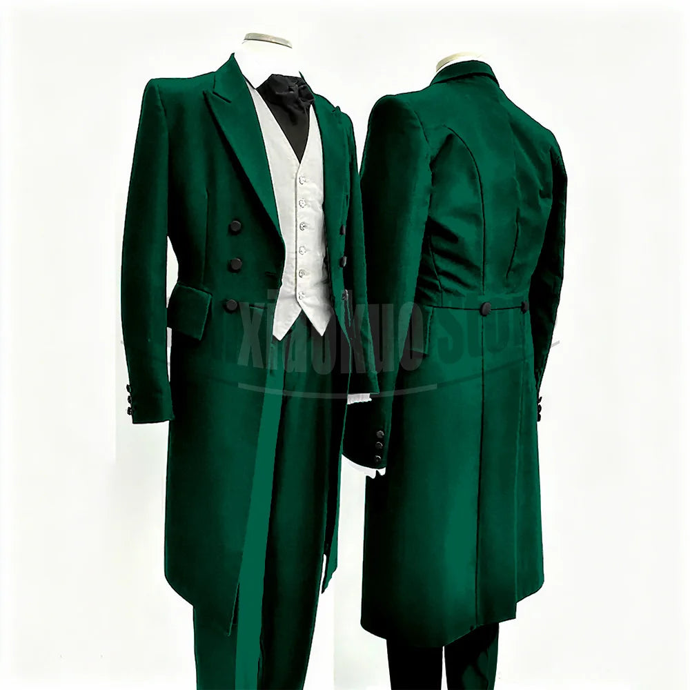 Men Suits Black Fashion Wedding Tailcoat Groom Chic Peak Lapel Double Breasted Male Suit 3 Pieces (Blazer+Vest+Trousers)