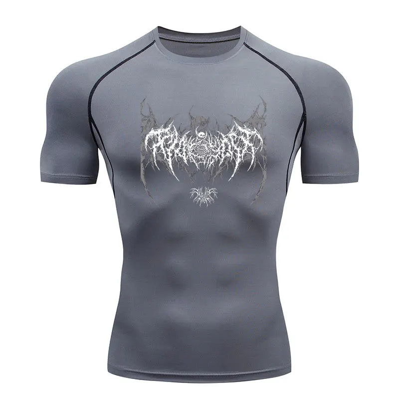 Y2K Compression Shirt Men Fitness Gym Skeleton Sport Running T-Shirt Rashgard Tops Tee Quick Dry Short Sleeve T-Shirt For Men