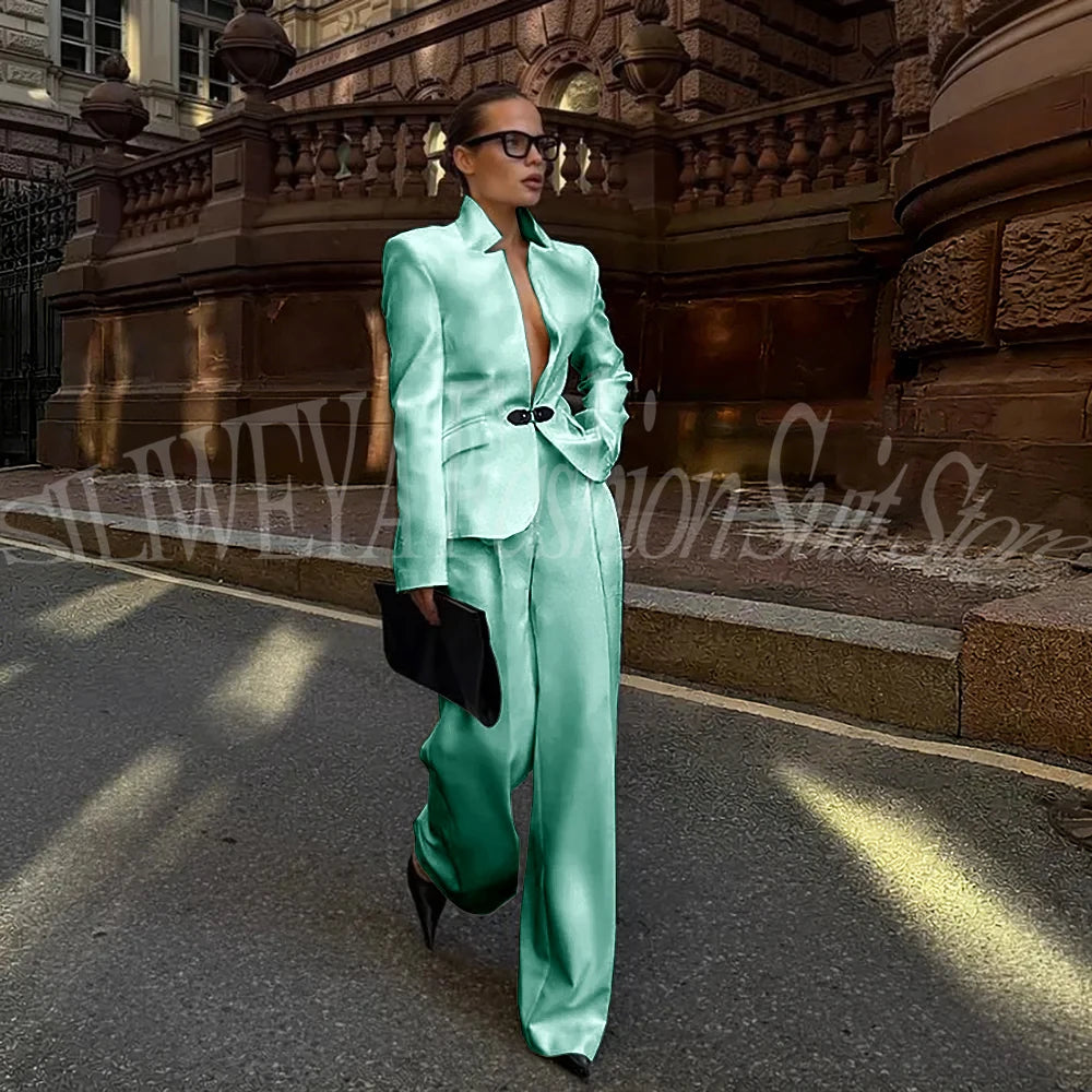 Luxury White Suit For Women 2 Pieces Jacket Pants Office Lady Chic Outfits Fashion Trousers Smart Casual Female Blazer Set