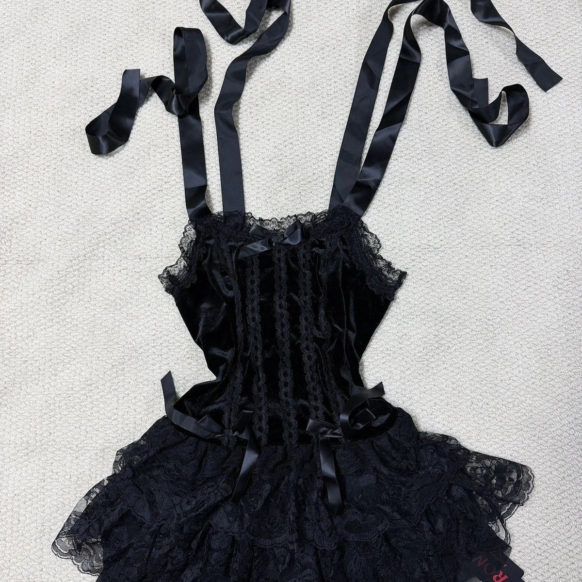 Gothic Dresses 2000s Women's Sexy Camis Sling High waist Lace Tiered Mini Dress Harajuku  Streetwear Femme Aesthetic Short Dress