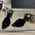 Eilyken Summer Fashion Thin Heels Pleated Hollow Out Buckle Strap Women Sandals Pointed Toe Banquet Party Female Shoes  6CM 9CM