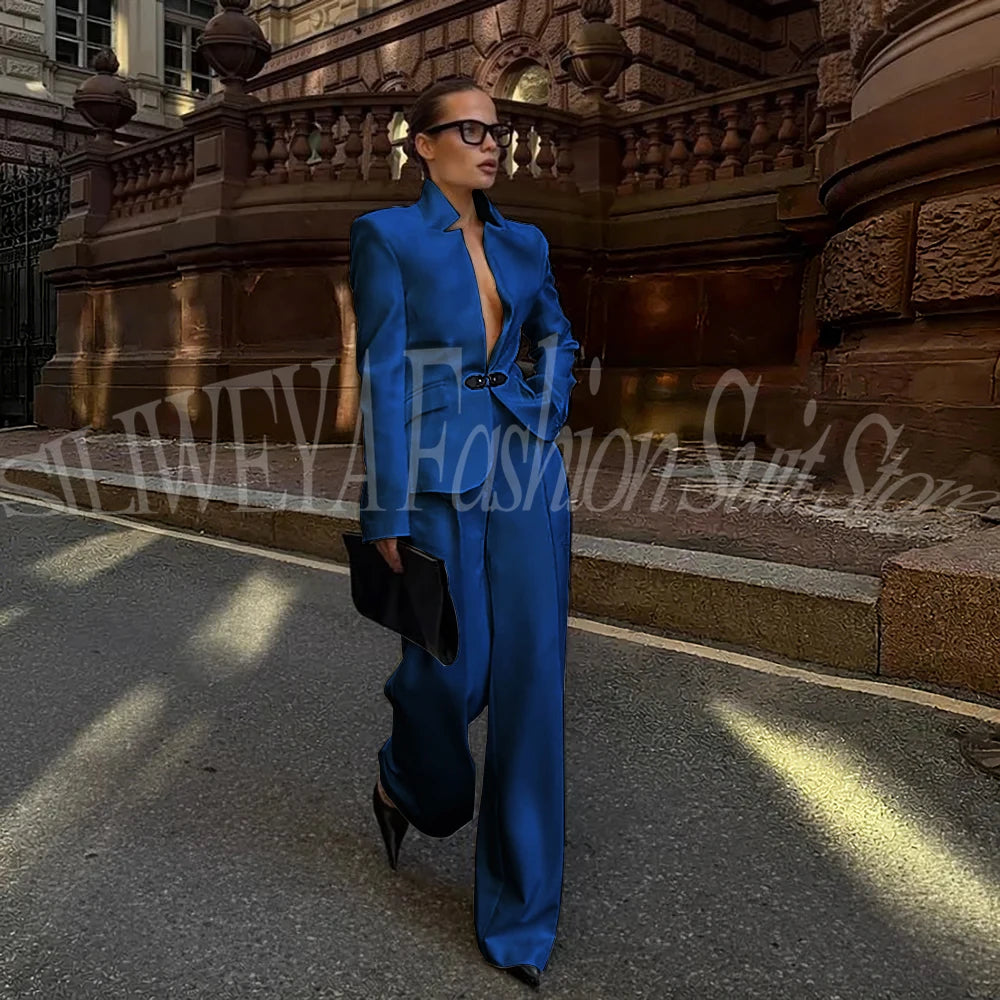 Luxury White Suit For Women 2 Pieces Jacket Pants Office Lady Chic Outfits Fashion Trousers Smart Casual Female Blazer Set