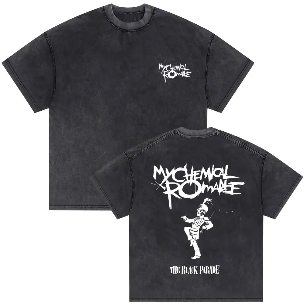 Washed Vintage Rock Band My Chemical Romance The Black Parade Tour 2025 T-shirt Men Women Retro Punk Emo Skeleton T Shirts Tops