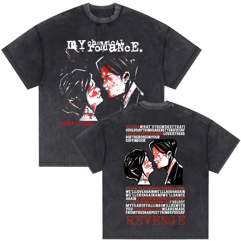 Washed Vintage Rock Band My Chemical Romance The Black Parade Tour 2025 T-shirt Men Women Retro Punk Emo Skeleton T Shirts Tops