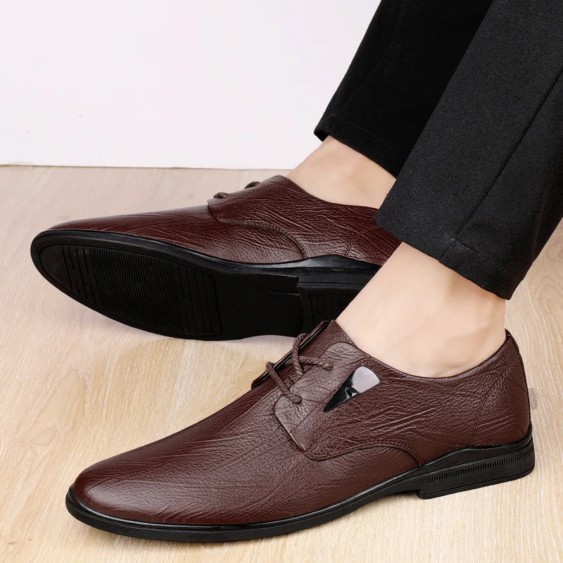 2024 Men Office Oxfords Shoes Hot Sale Male Comfortable Dress Shoe Brand Coiffeur Shoes Lace-up Casual Genuine Leather Footwear