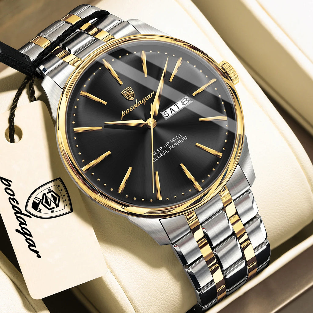 POEDAGAR Sports Luxury Watch For Man Waterproof Date Week Stainless Steel Men Watch Casual Quartz Men's Watches Male Clock Reloj