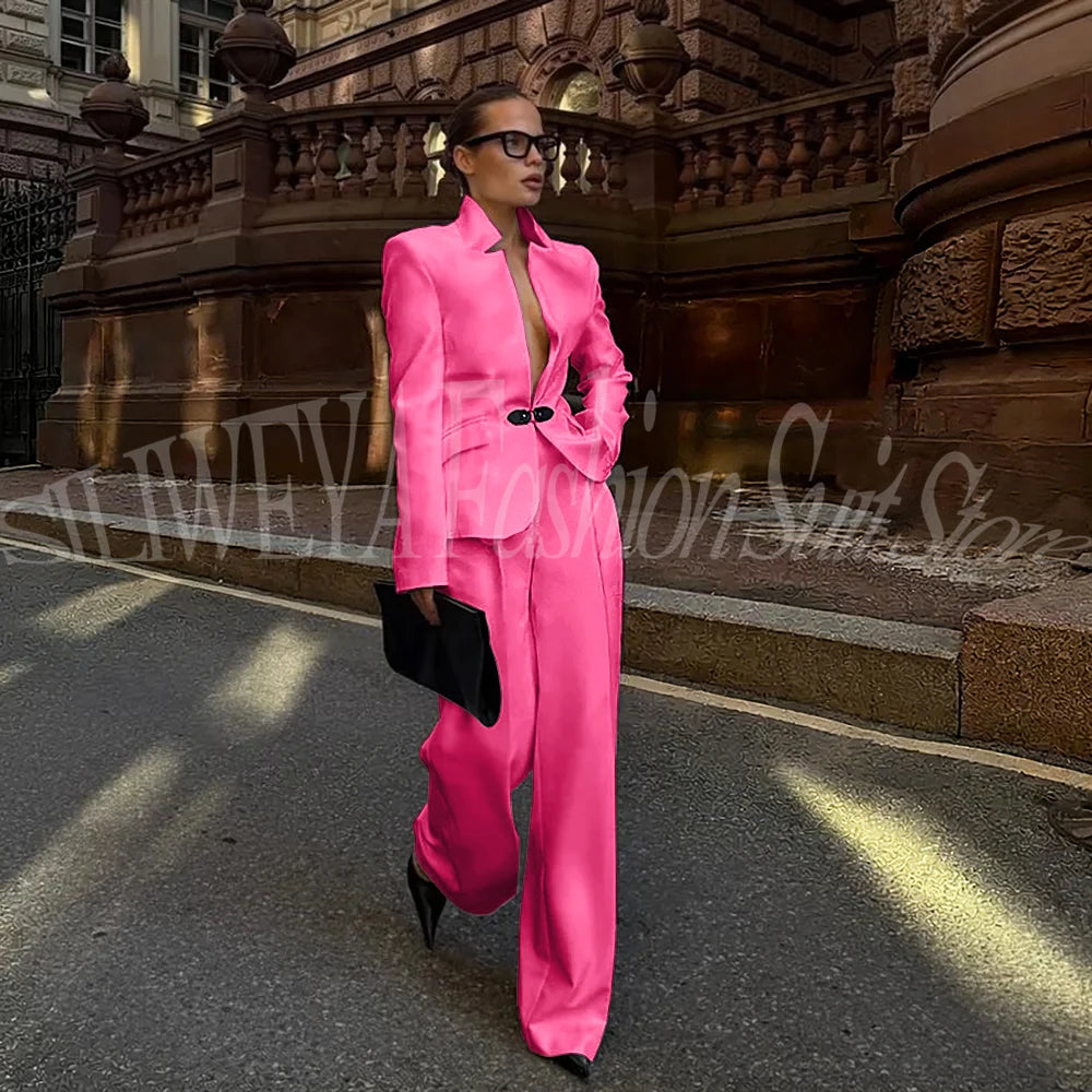 Luxury White Suit For Women 2 Pieces Jacket Pants Office Lady Chic Outfits Fashion Trousers Smart Casual Female Blazer Set