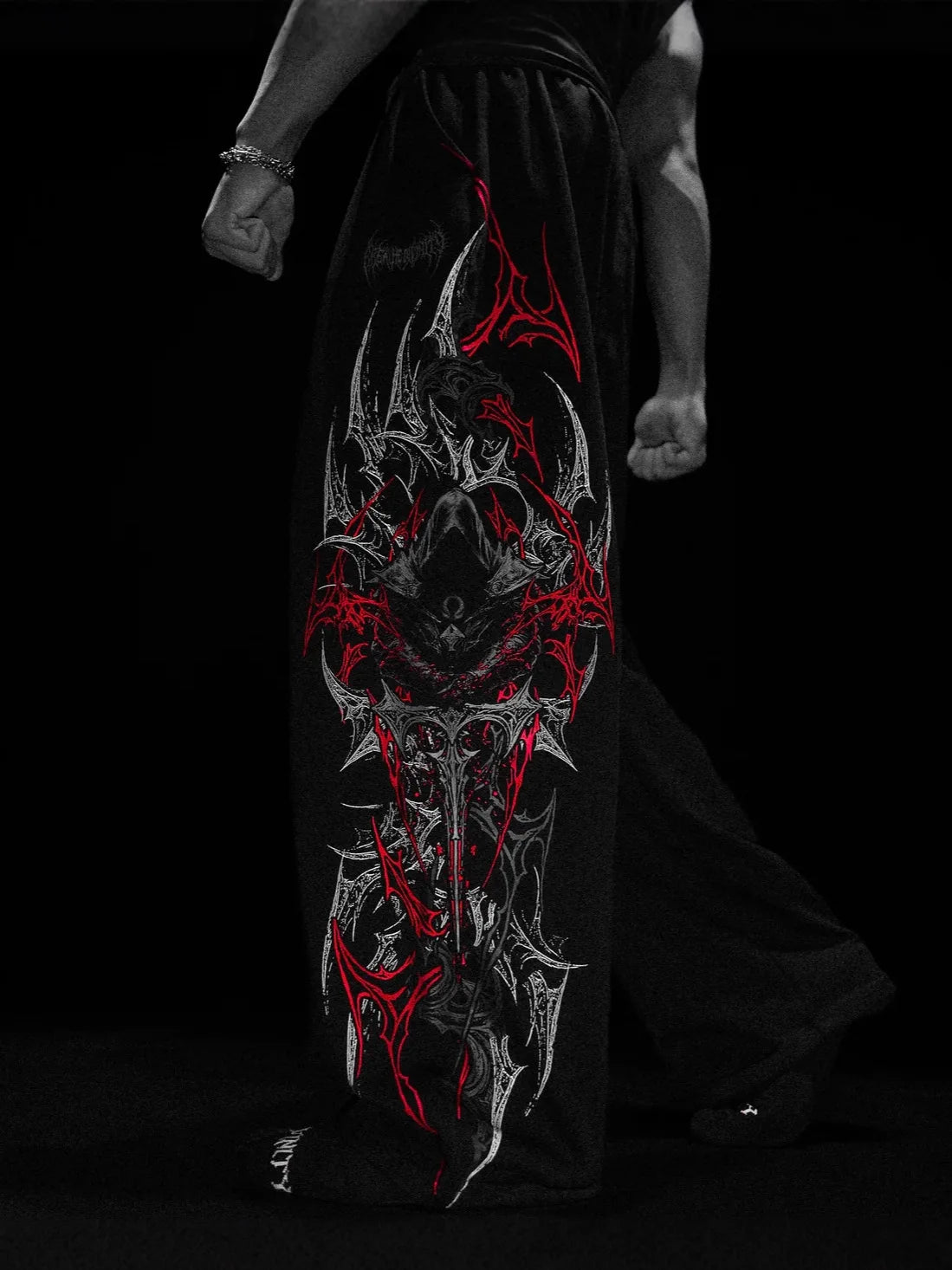 Men’s Gothic Tribal Wide-Leg Drawstring Sweatpants