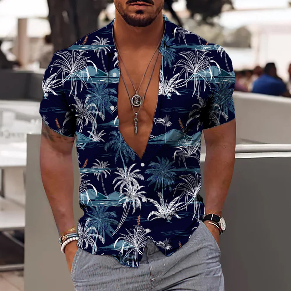 Summer Coconut Shirt 3d Printed Men's Hawaiian Shirt Beach Short Sleeve Fashion Casual Holiday Top T-shirt Men's Shirt Camisa