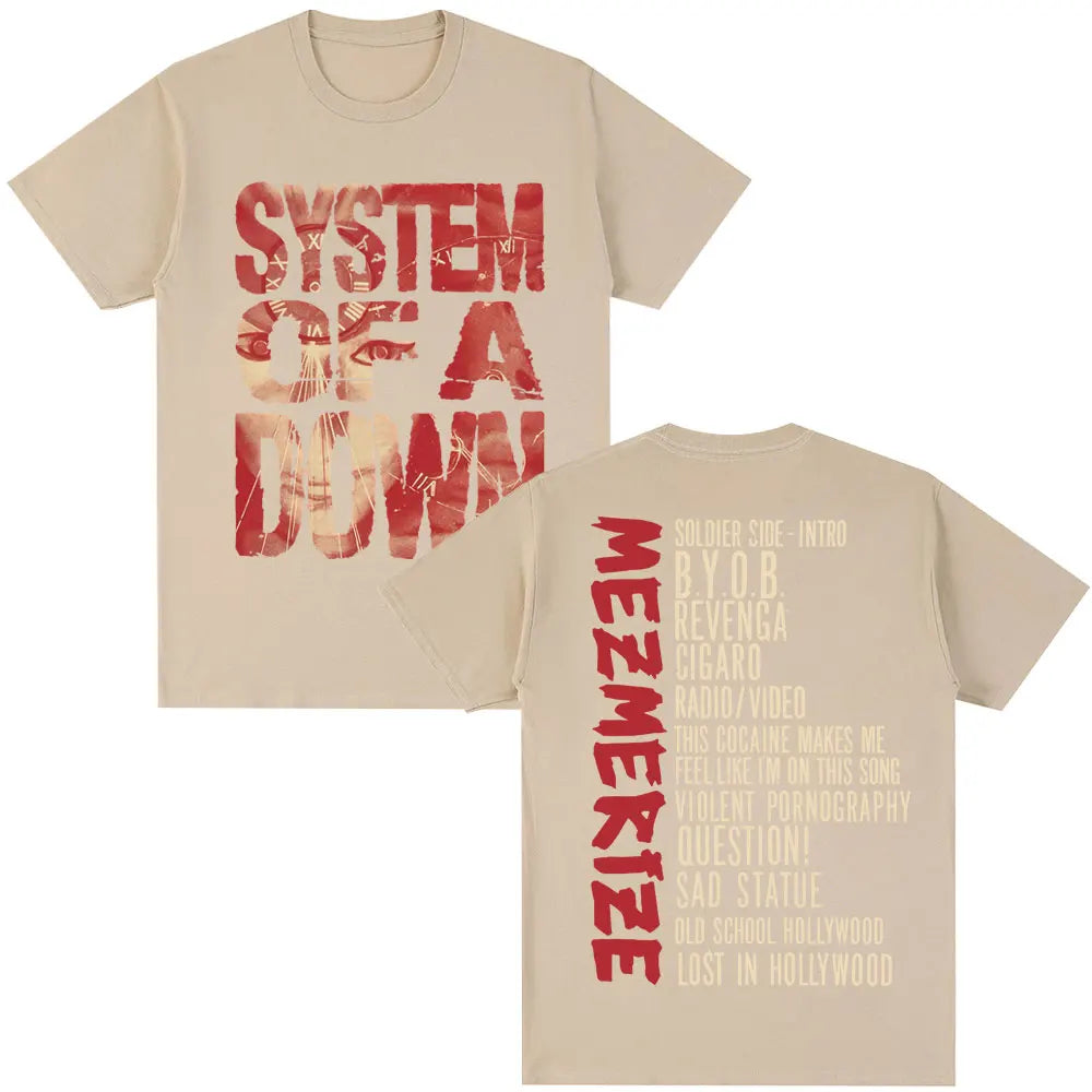 Rock Band System of A Down Mezmerize Album T Shirts Hip Hop Harajuku Vintage Gothic T-shirt Men Women Cotton Oversized T-shirts