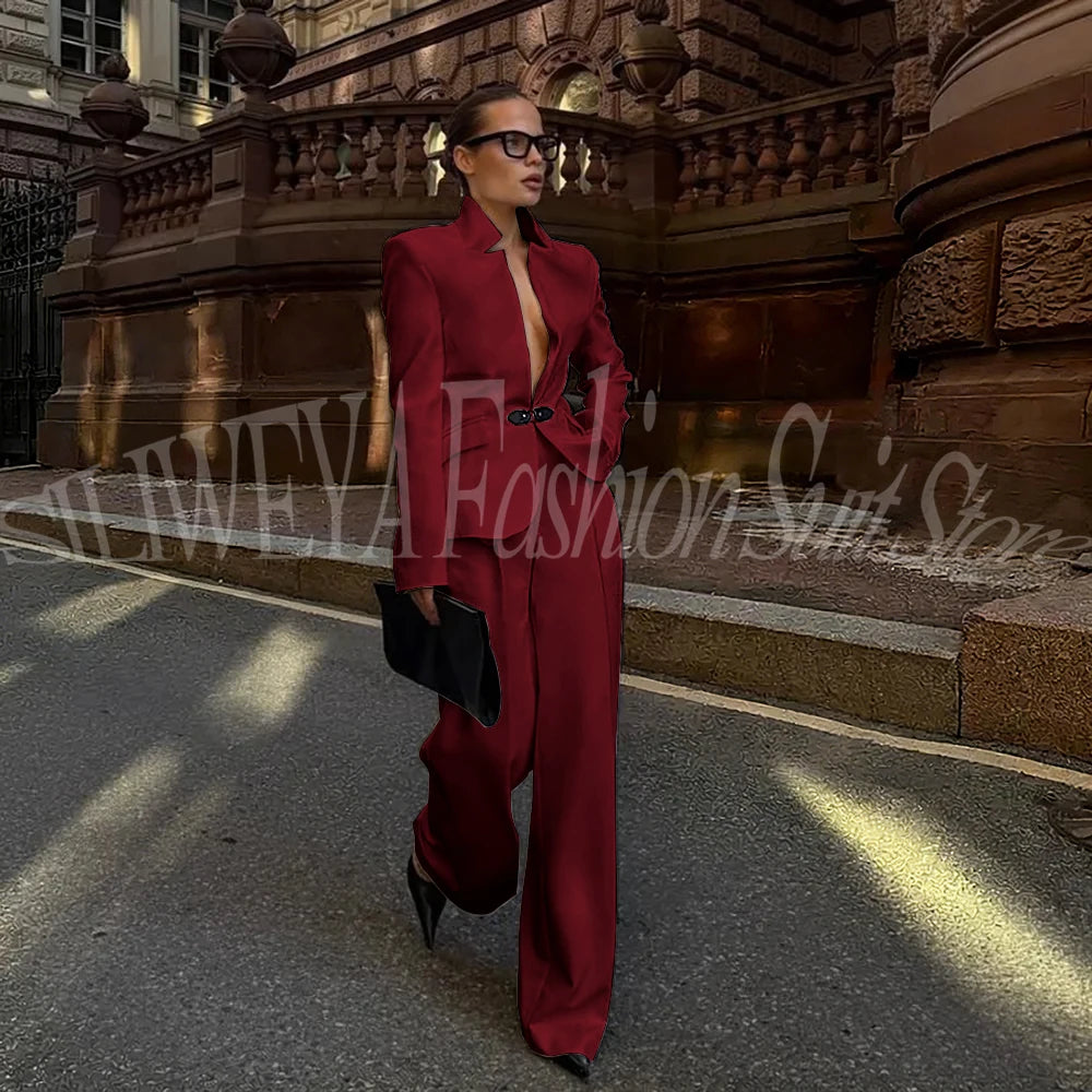 Luxury White Suit For Women 2 Pieces Jacket Pants Office Lady Chic Outfits Fashion Trousers Smart Casual Female Blazer Set