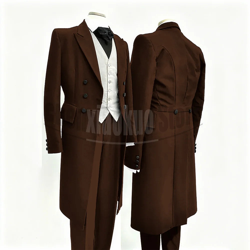 Men Suits Black Fashion Wedding Tailcoat Groom Chic Peak Lapel Double Breasted Male Suit 3 Pieces (Blazer+Vest+Trousers)