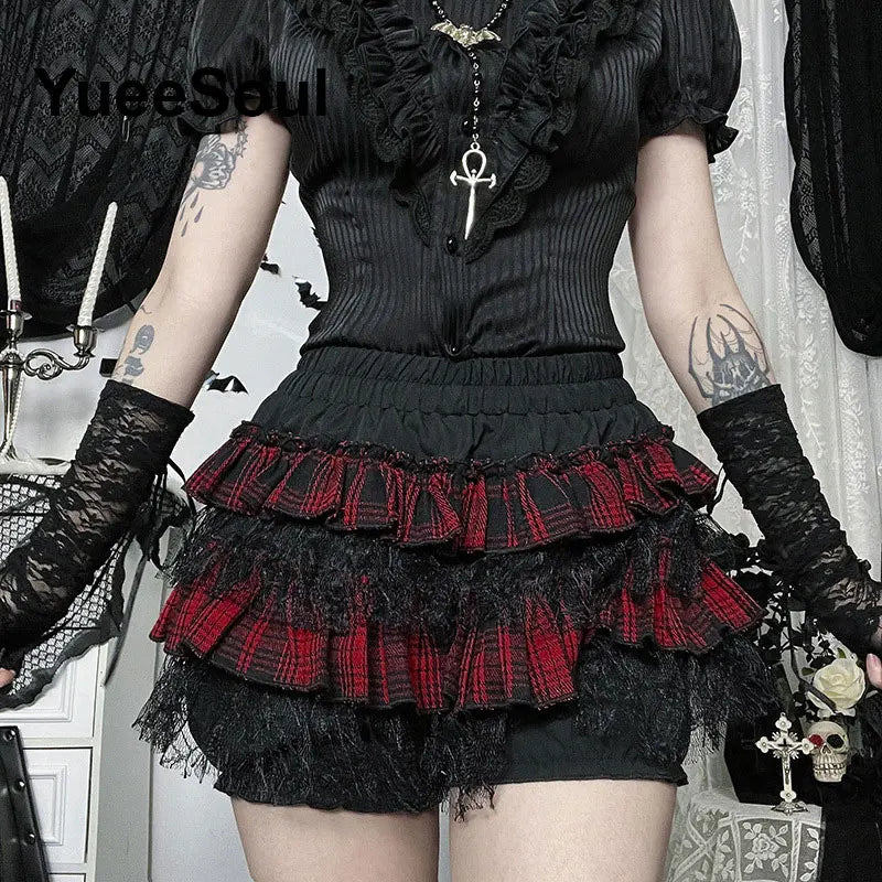 Gothic Women Skirts Black High Waist Pleated Skirts 2026 New Y2K Party Club Punk Goth Dark Grunge Lolita Halloween Mini Skirt