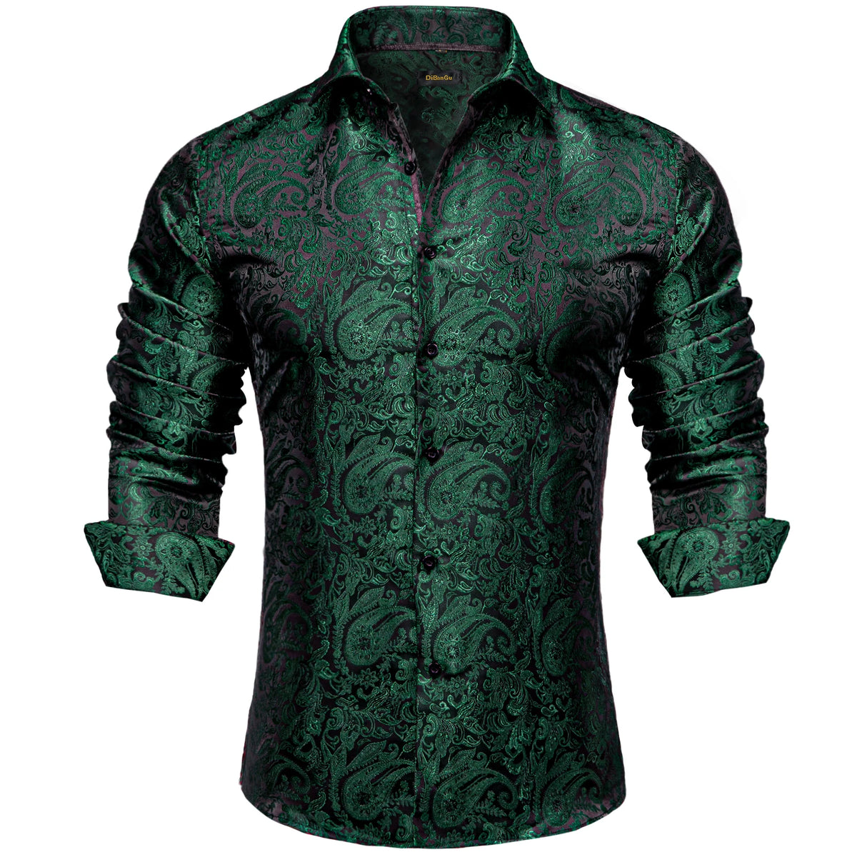 Men's Long Sleeve Black Paisley Dress Shirts Casual Tuxedo Social Shirt Luxury Designer Men Clothing