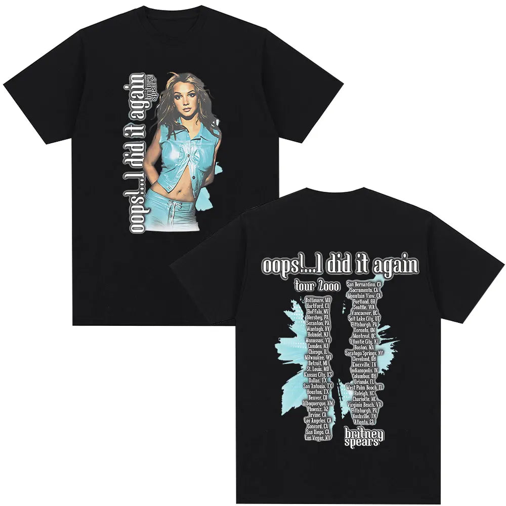 Britney Spears Metal Rock Graphic T-shirt Men Women Fashion Hip Hop T Shirts Harajuku Vintage Short Sleeve Tee Shirt Oversized