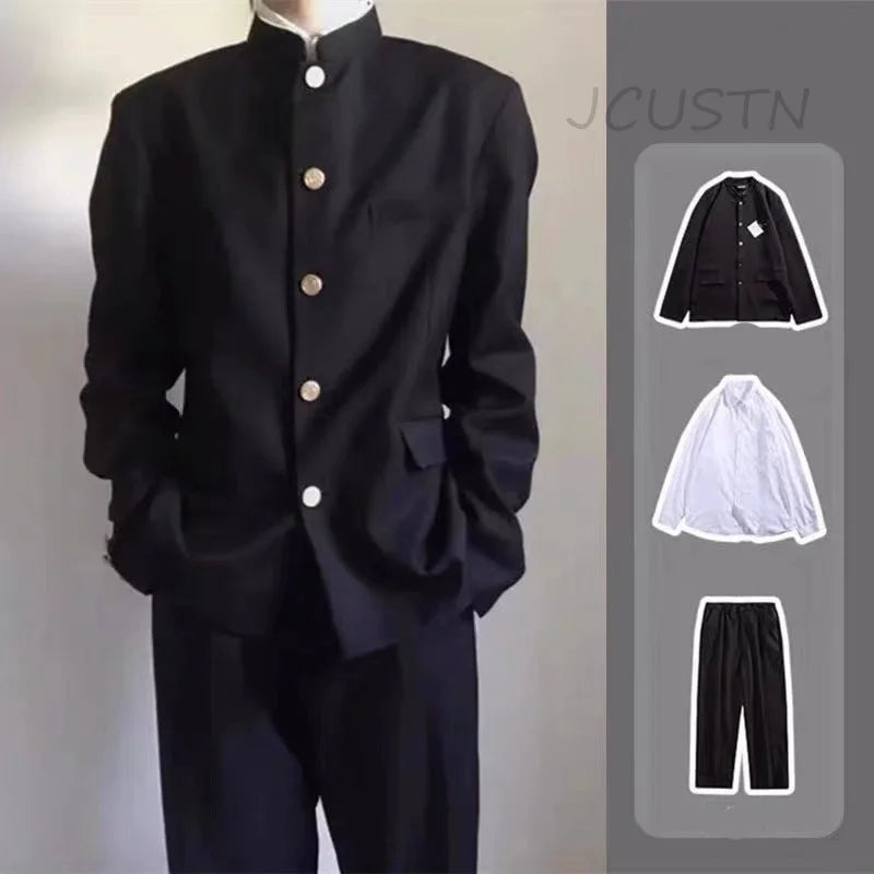 Dk Uniform Suit Men School Uniforms Black Jacket Top Japanese School Jacket Spring Summer New Coat Male Streetwear Mao Suit