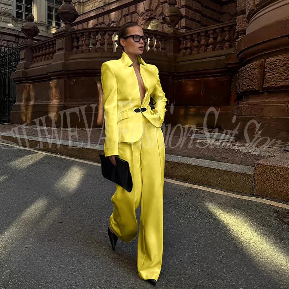 Luxury White Suit For Women 2 Pieces Jacket Pants Office Lady Chic Outfits Fashion Trousers Smart Casual Female Blazer Set