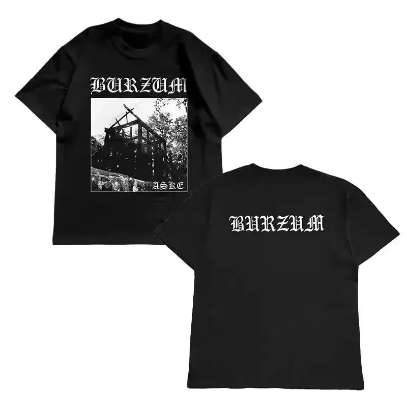 Heavy Metal Rock Band Printed Short-sleeved Retro Y2K T-shirt Casual Loose Streetwear Unisex Sporty Round-neck Top