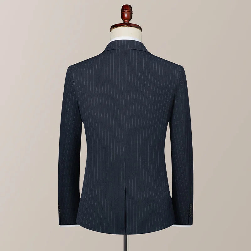 2026 New Men's Striped Suit (Suit + Trousers) Stylish and Handsome British Style Wedding Handsome Two-Piece Set