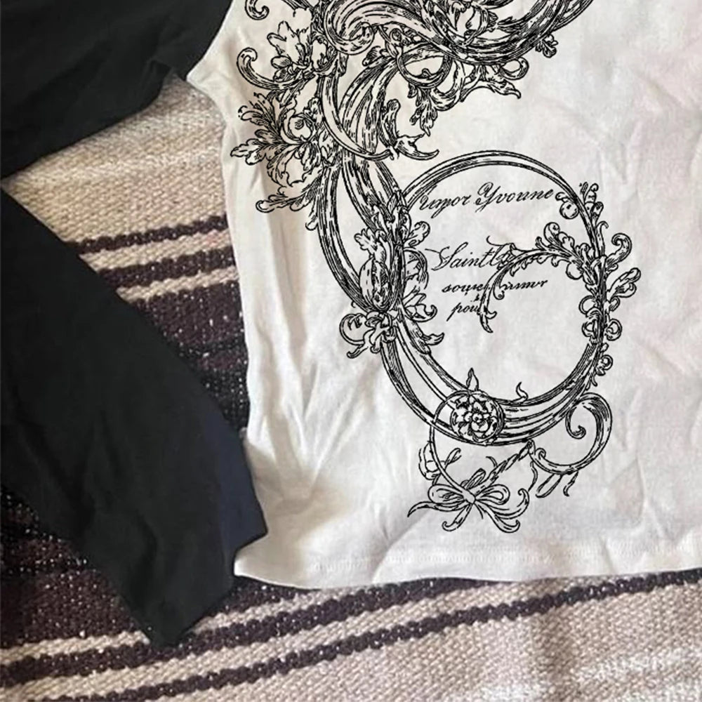 Graphic Tees Y2k Clothes Women Trashy Y2k 2000s Tops T Shirt for Women Long Sleeve Woman Clothing Shoujo Girl Style Harajuku Emo