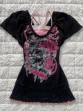 Gothic Hottie T-shirt Pink Femme Short sleeve Streetwear Hip Hop Retro Clothes Women T shirts Graphic Tee Y2k Aesthetic Crop Top