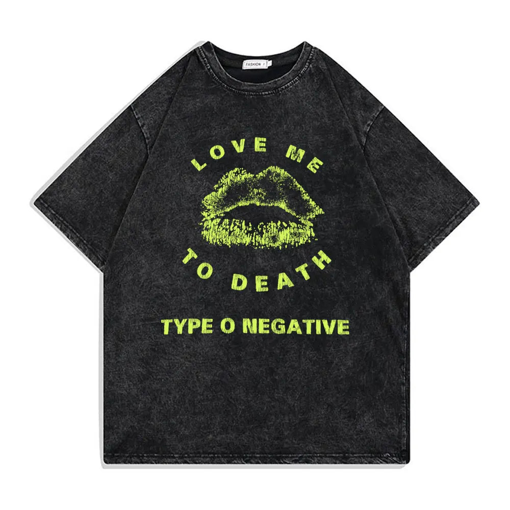 Washed Vintage Type O Negative Who Will Save The Sane Tshirt Men Women Rock Metal Gothic T-shirt Man Oversized Cotton T Shirts