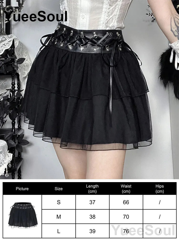 Gothic Women Skirts Black High Waist Pleated Skirts 2026 New Y2K Party Club Punk Goth Dark Grunge Lolita Halloween Mini Skirt