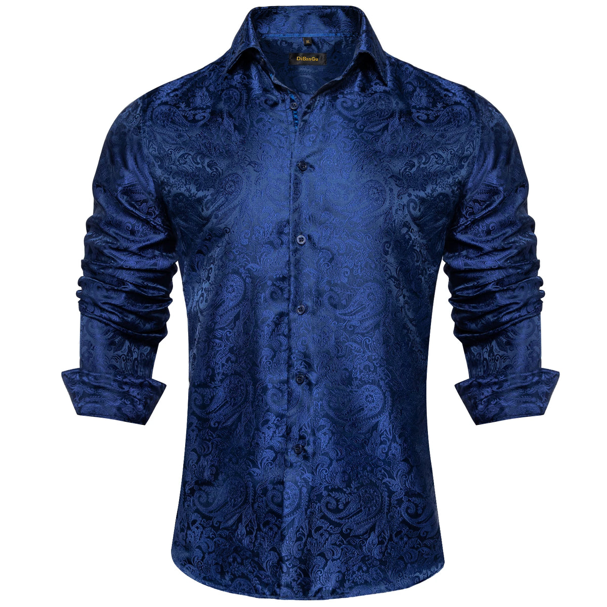Men's Long Sleeve Black Paisley Dress Shirts Casual Tuxedo Social Shirt Luxury Designer Men Clothing
