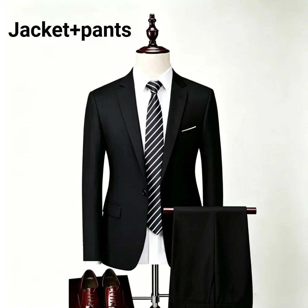 Men Slim Fit 3 Pieces Suit Set Lightweight Business Office Party Blazer Vest Pants Formal Male Tuxedo Suit For Prom Daily Wear