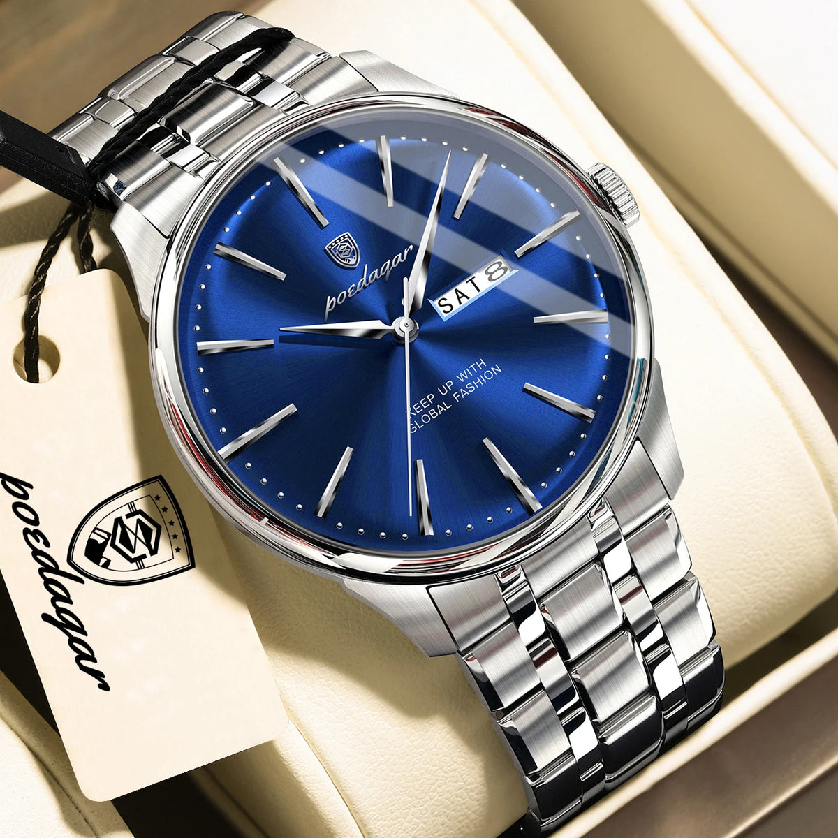 POEDAGAR Sports Luxury Watch For Man Waterproof Date Week Stainless Steel Men Watch Casual Quartz Men's Watches Male Clock Reloj
