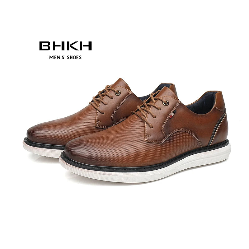 2026 Spring/Summer New Men Shoes Comfy Luxury Brand Men Casual Shoes Lace Up Business Style Dress Shoes BHKH Men Shoes
