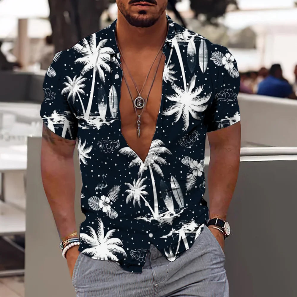 Summer Coconut Shirt 3d Printed Men's Hawaiian Shirt Beach Short Sleeve Fashion Casual Holiday Top T-shirt Men's Shirt Camisa