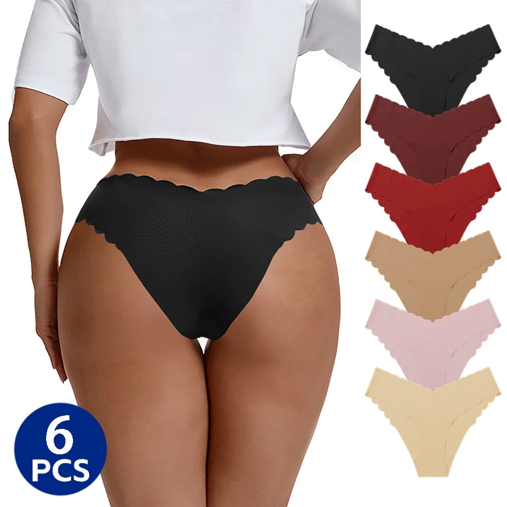 6Pcs/Set Women's Ruffles Panties Seamless Underwear for Woman Solid Comfortable Briefs Bikinis Lingerie Intimates XS-L Pantys