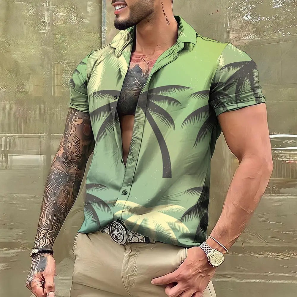 Summer Coconut Shirt 3d Printed Men's Hawaiian Shirt Beach Short Sleeve Fashion Casual Holiday Top T-shirt Men's Shirt Camisa