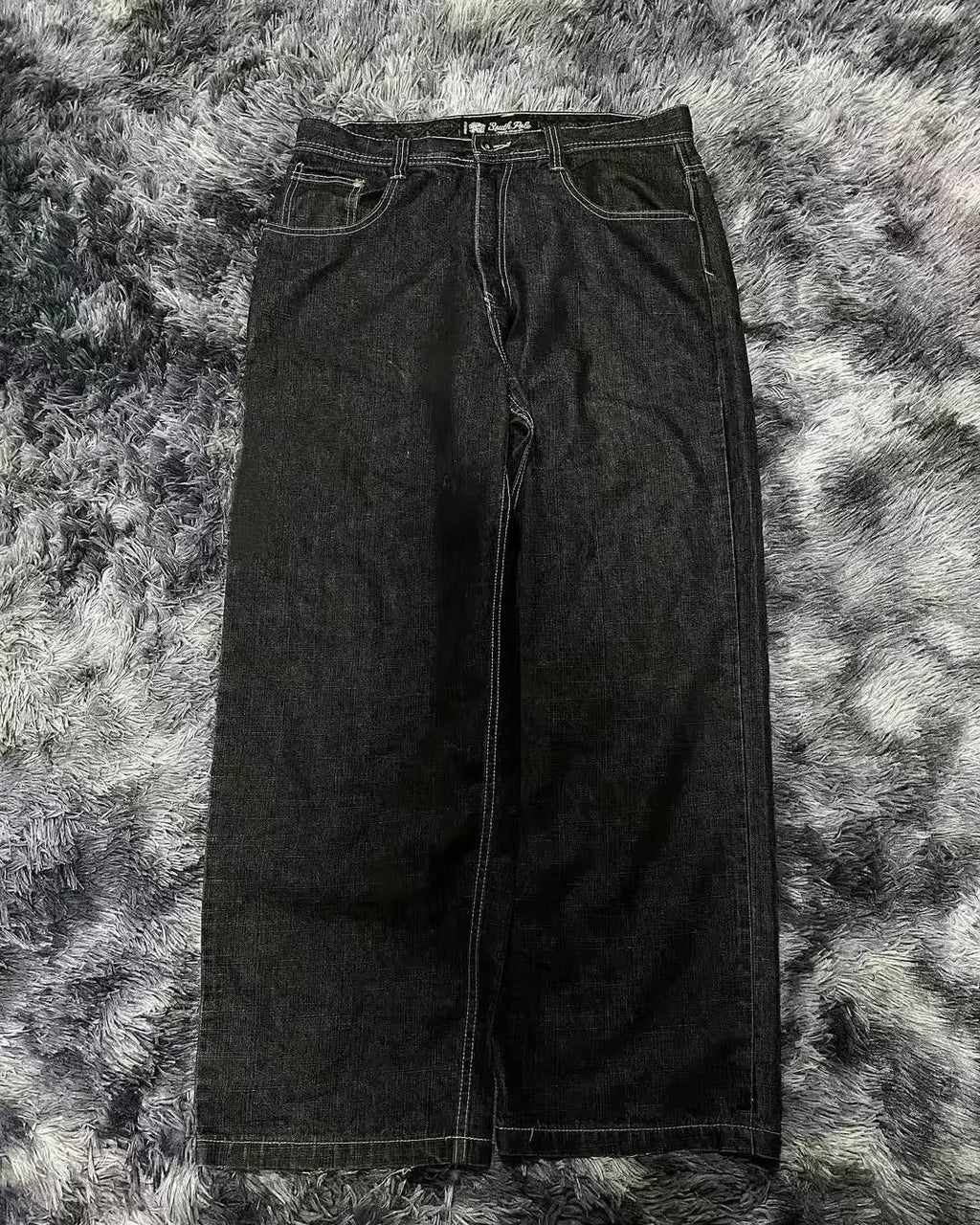 2025 American jeans men's letter embroidered straight leg wide leg pants hip-hop retro clown casual couple jeans street fashion