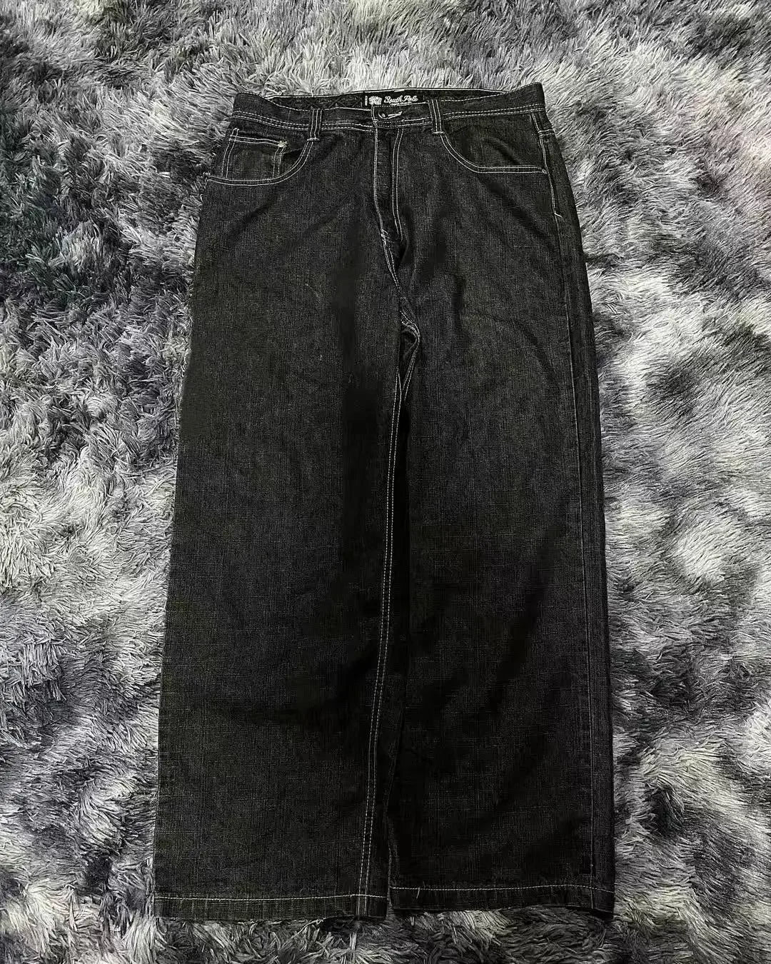 2025 American jeans men's letter embroidered straight leg wide leg pants hip-hop retro clown casual couple jeans street fashion