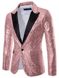 Blazer Long Sleeve Suits Men Two Pieces Sequins Blazers Single Button Business Jackets Straight Pants Ankle Length Pockets Party