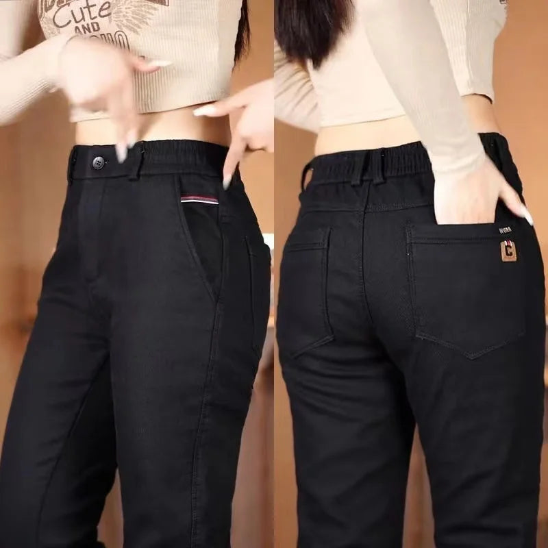 New Korea Fashion Mens Casual Four Season Pants Straight Slim Fit Trousers Elastic Waist Gray Black Khaki Brand Trousers