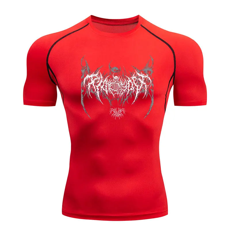 Y2K Compression Shirt Men Fitness Gym Skeleton Sport Running T-Shirt Rashgard Tops Tee Quick Dry Short Sleeve T-Shirt For Men