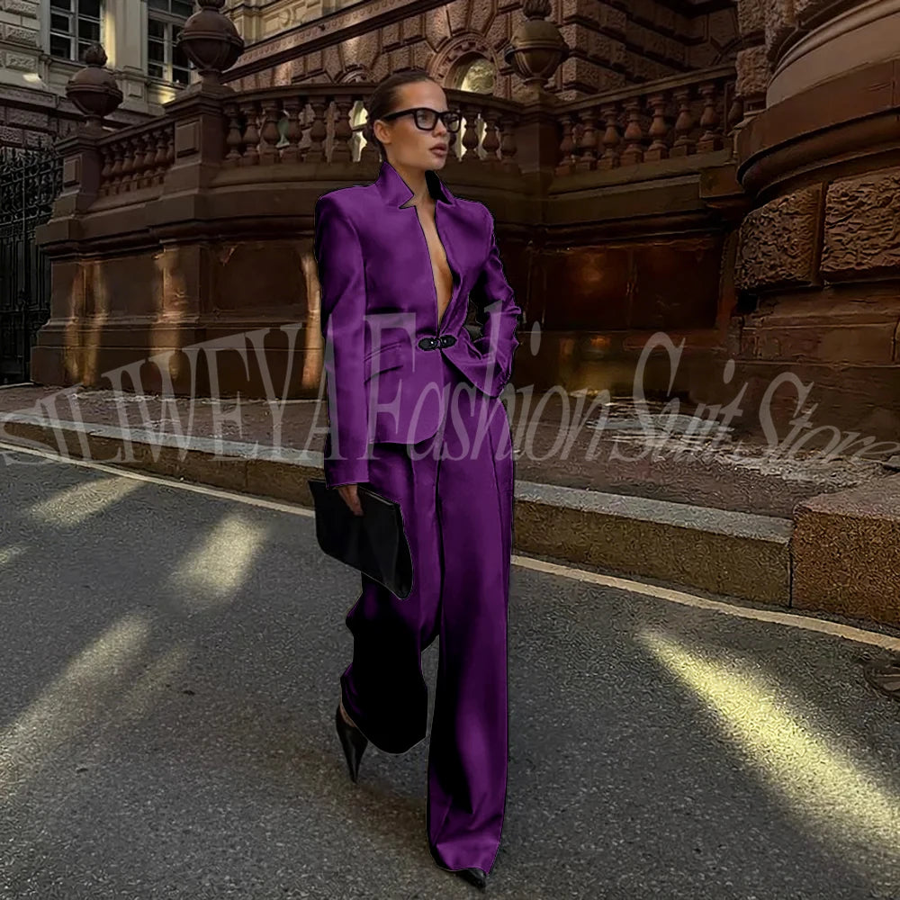 Luxury White Suit For Women 2 Pieces Jacket Pants Office Lady Chic Outfits Fashion Trousers Smart Casual Female Blazer Set