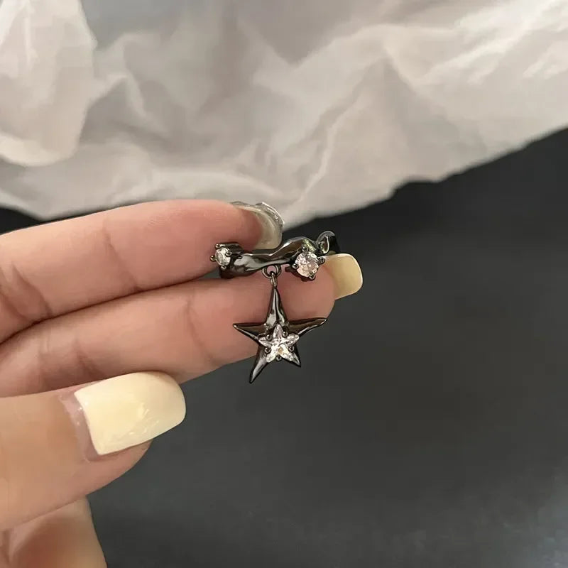 Gothic Fashion Rings For Women Girls Crystal Black Spider Open Ring Hip Hop Punk Irregular Animal Finger Jewelry Halloween Gift